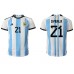 Cheap Argentina Paulo Dybala #21 Home Football Shirt World Cup 2022 Short Sleeve